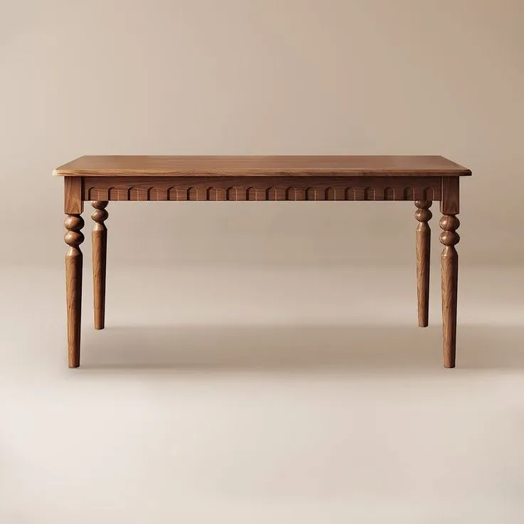 Classic Turned-Leg Wooden Dining Table